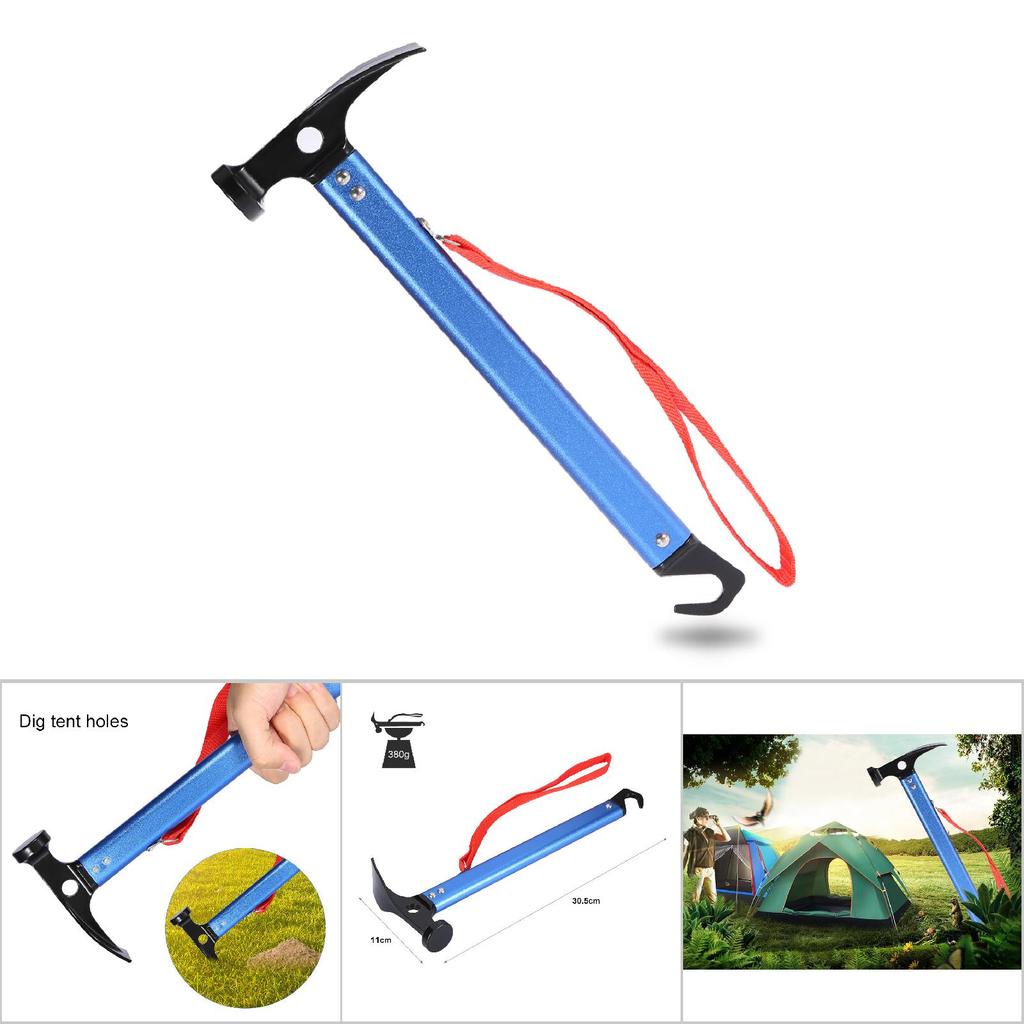 3 Colors Portable Aluminium Alloy Handle Outdoor Camping Hammer Tent Peg Stake Puller