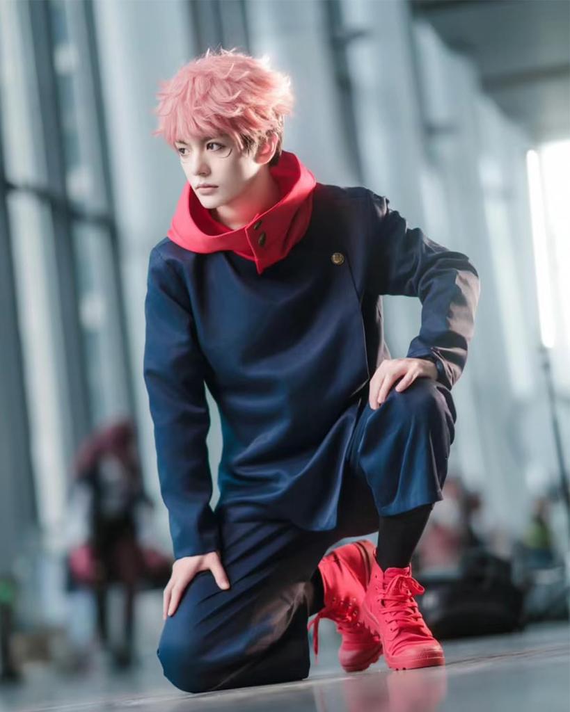 Итадори Косплей с париком Хороший человек Дзюдзюцу Кайсен Косплей Костюм Полный комплект Костюм для взрослых Культурный фестиваль Итадори Косплей Кодзё Косплей с