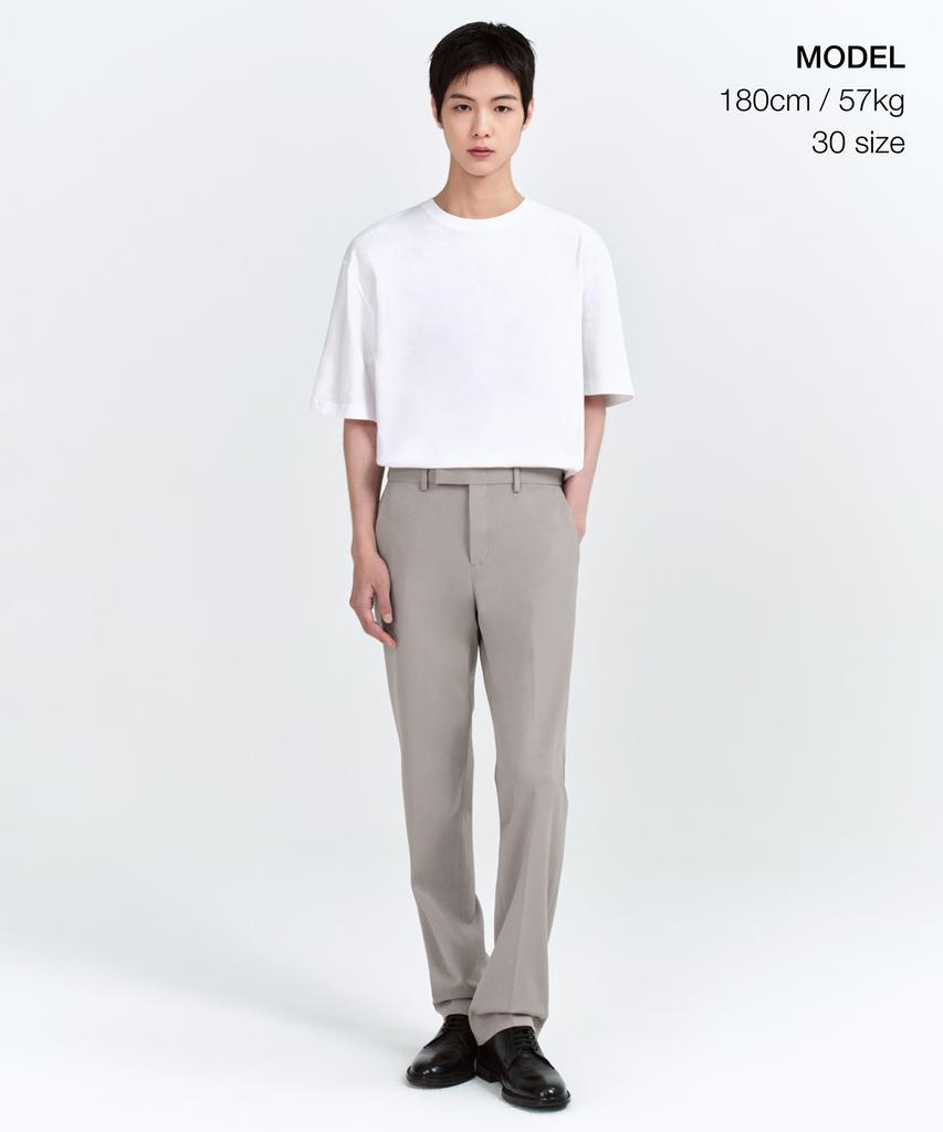 MUSINSA STANDARD Semi-Wide Hidden Elastic Waist Slacks [Light Beige]