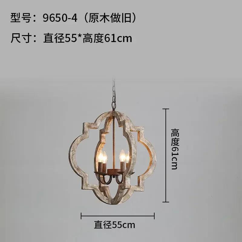 Люстра из металла в деревенском стиле, светильник из искусственного дерева, потолочный светильник для кухни, прихожей, фойе - 4 лампы