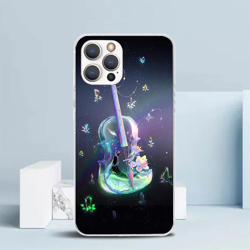 Чехол для телефона с изображением скрипки для IPhone 16 17 Air 16E 15 14 Plus 13 Mini 12 11 Pro Max 7 8 + SE 2020 Мягкий ТПУ задняя крышка 16 17 Air 16