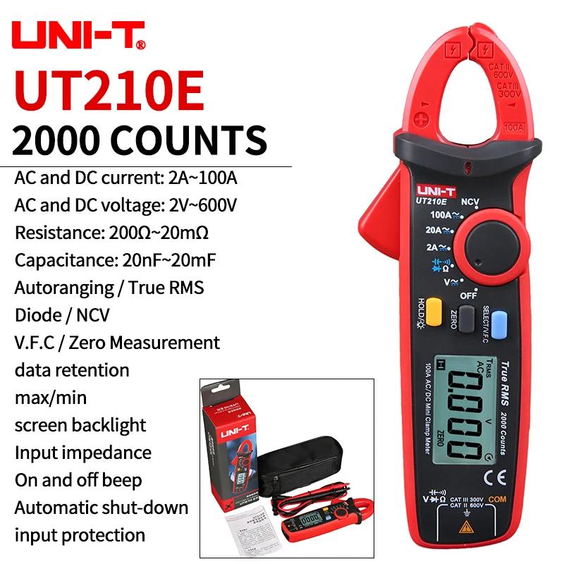 UNIT Mini Digital Clamp Meters UT210E UT210D UT204 Plus AC/DC Current Voltage Auto Range VFC Capacitance Non Contact Multimeter