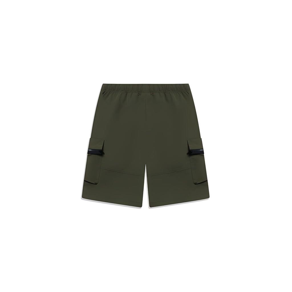 Li-Ning Спортивные шорты с буквенным принтом, свободные, прямые, мужские, темно-оливково-зеленые, AKST643-3