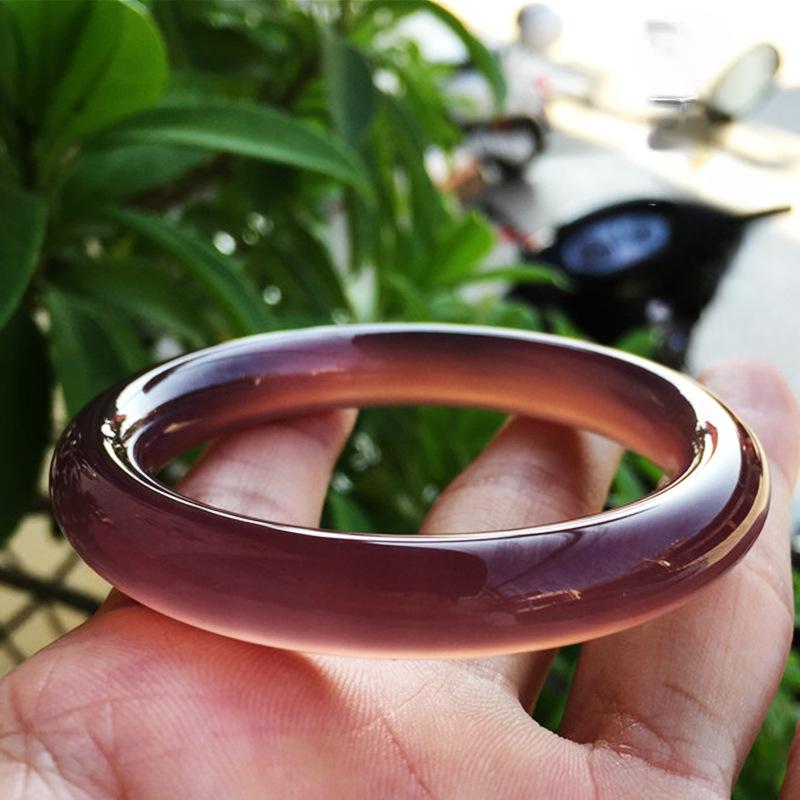 Natural Chalcedony Agate Purple Bracelet Fashionable Charm Emerald Bangle Women's Gift