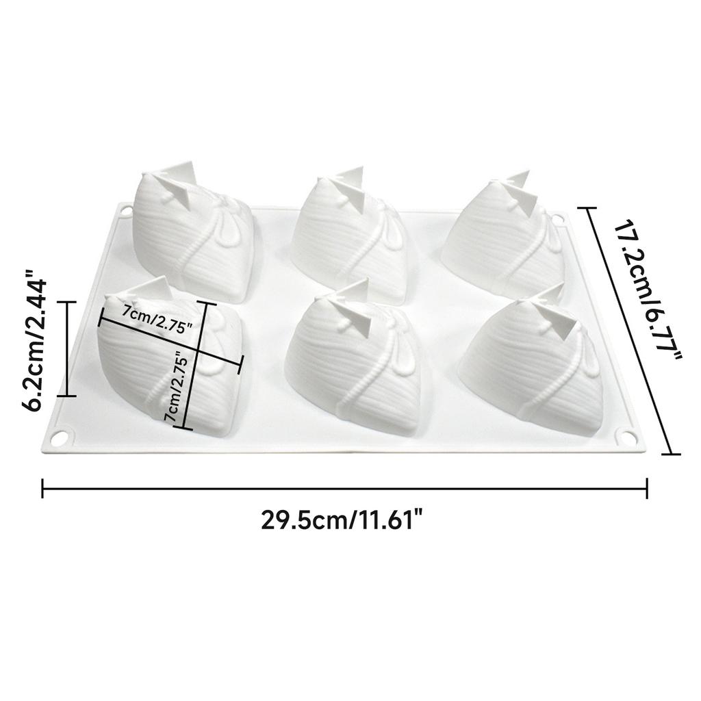 Антипригарные формы для выпечки Zongzi, 6 полостей, формы для выпечки рисовых клецок, кондитерских изделий, шоколадная форма для украшения торта, ручная работа