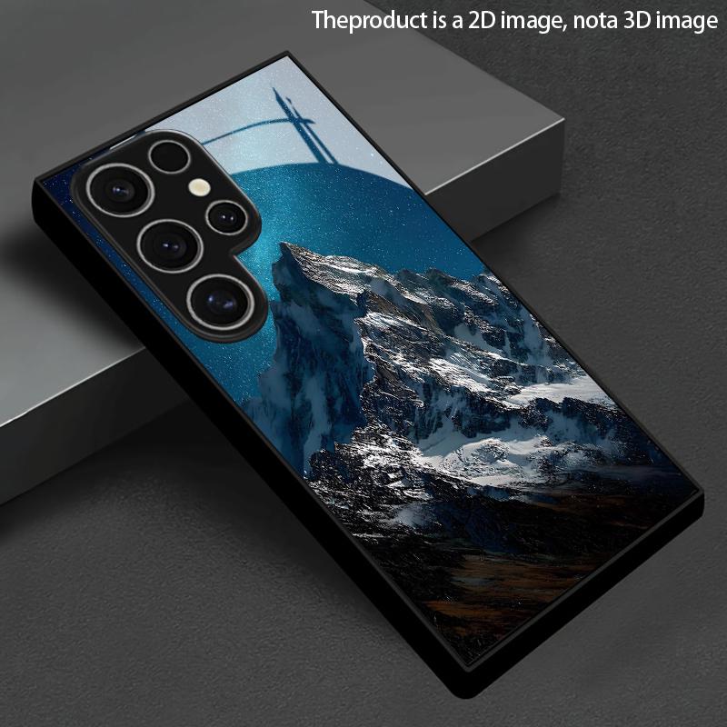 Чехол для телефона 2D с рисунком ночного неба и гор для Samsung Galaxy S26 S25 S24 S23 S22 S21 S20 A55 A54 Защитная крышка из закаленного стекла