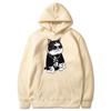 Cool and Cute Big Boss Cat Fun Print Autumn/Winter Women's Fashion Instagram Heavyweight Sweater Hooded Loose Long Sleeved Coat