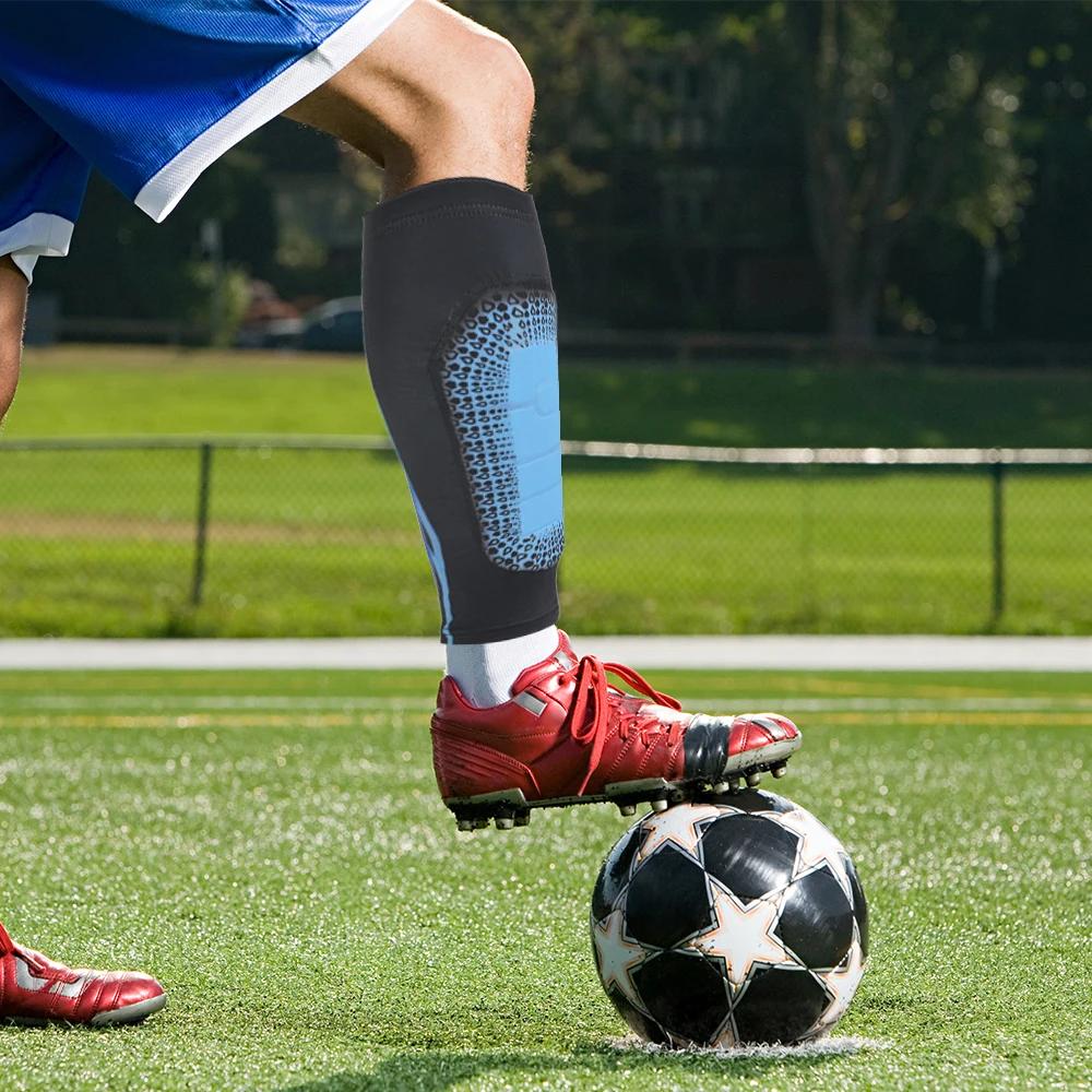 Soccer Shin Guards Pads Calf Sleeves Compression with EVA Pad Support for Football Baseball Taekwondo Boxing MTB Protective Gear