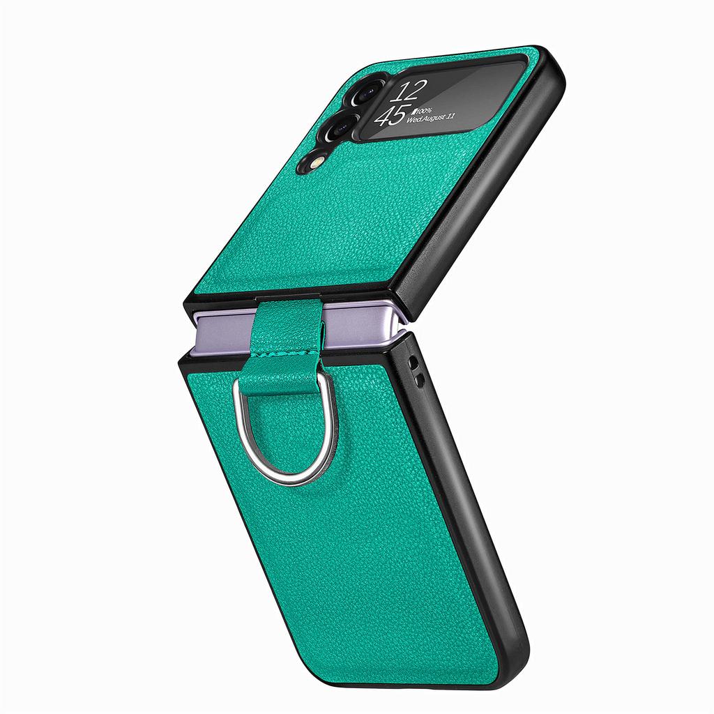 Нескользящий кожаный чехол с защитой от царапин для Samsung Galaxy Z Flip 4 5 5G Flip5 Flip4 Flip3 Flip 3 Zflip4, чехол для телефона с кольцом на палец