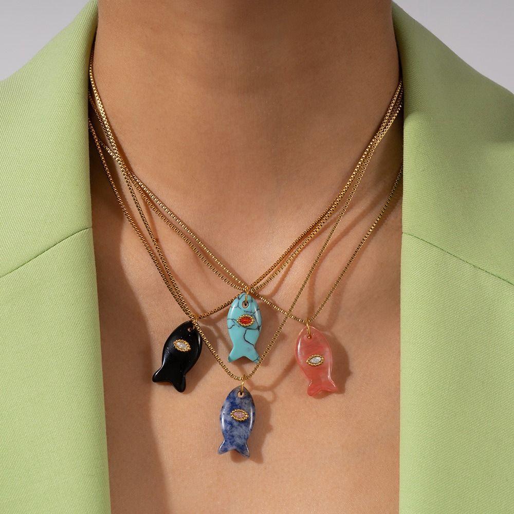 Богемия Мини Рыбка Ожерелье Украшения Океанский Стиль Пляжный Чокер Модный Кулон Рыбка Ожерелье Отпуск
