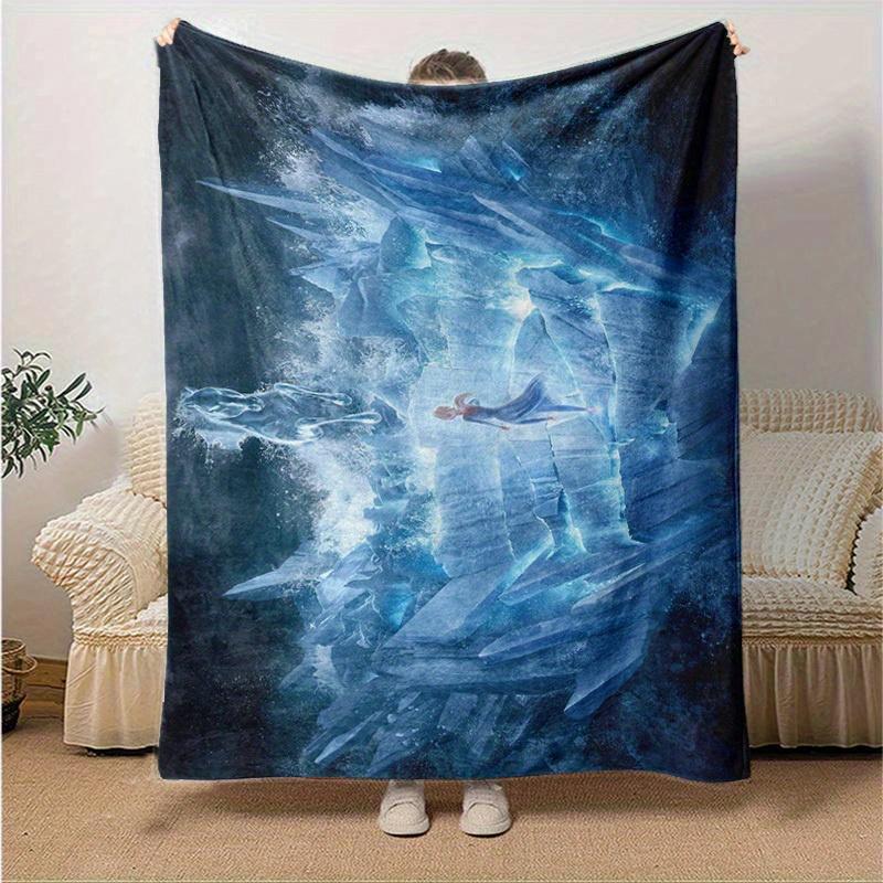 1pc Fantasy Ice Castle Blanket, Magical Winter Wonderland Throw for Home, Office, Outdoor Use & Gift Idea