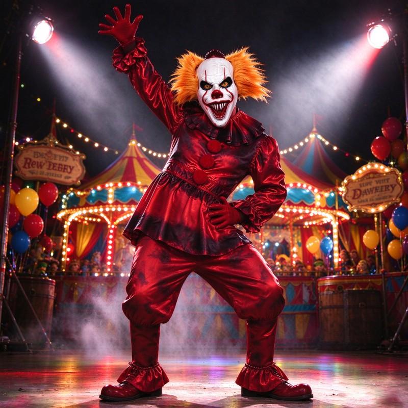Pennywise Clown Cosplay Costume Halloween Party IT Horror Movie Themed Outfit