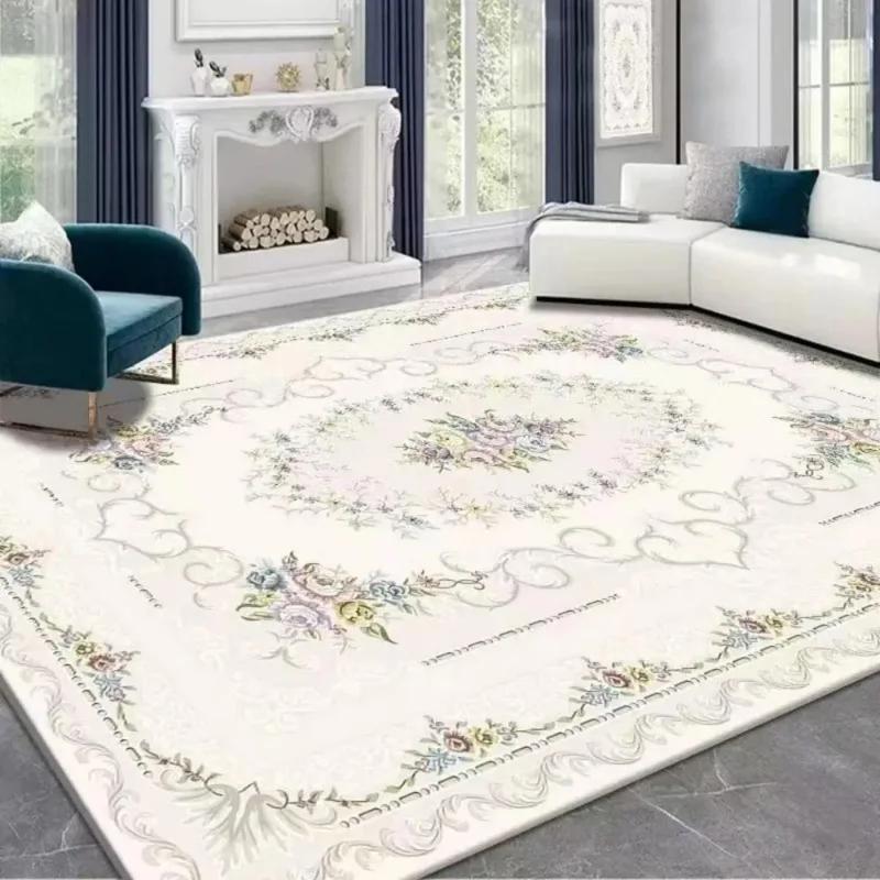 Oriental Persian Floral Area Rug, Vintage Blue White Non-Slip Floor Carpet for Living Room, Bedroom & Elegant Home