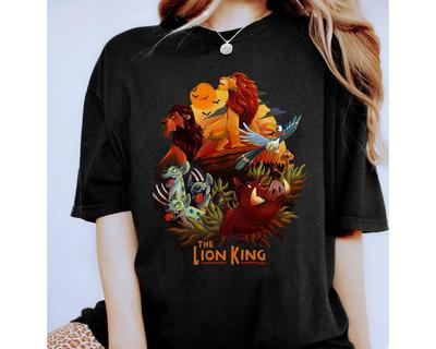 Disney Lion King Characters Main Cast Poster Graphic Shirt, Maigc Kingdom Holiday Unisex T-shirt Family Birthday Gift Adult Kid Toddler Tee