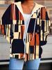 Geometry 3D Printed Hooded Cardigan Plus Size Autumn Winter Retro