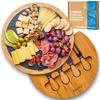 Bamboo Cheese Board Set - 30cm Swiveling Charcuterie Board with Removable Slate - Anniversary Birthday Housewarming Gift