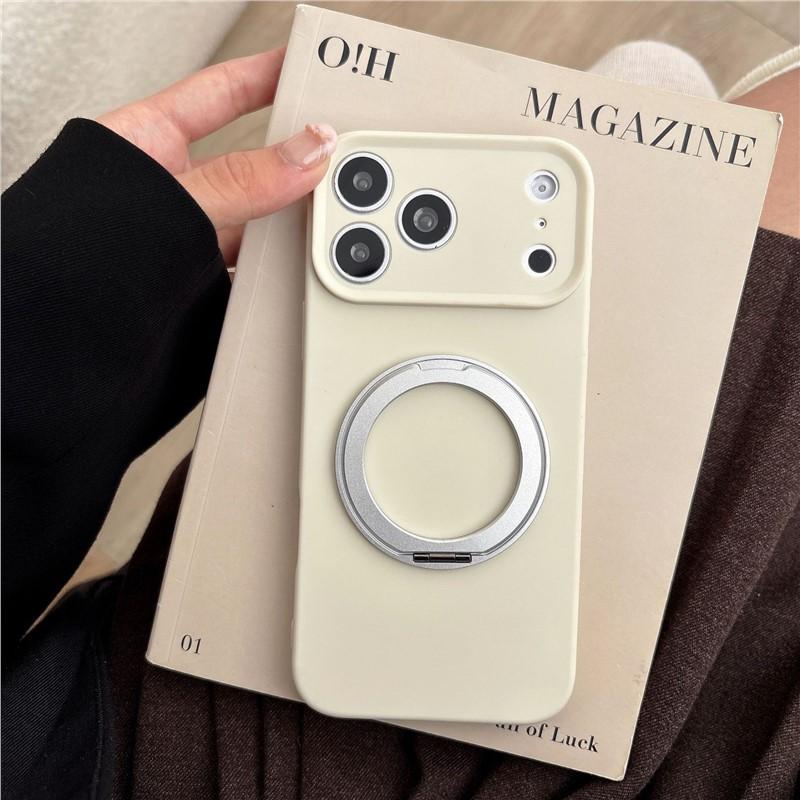 Applicable to Apple 17 Pro mobile phone case, simple skin feeling, metal ring bracket, Apple 16 anti-drop 15 protection 14 sets