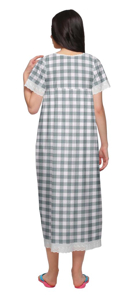 Moomaya Ночная рубашка макси с коротким рукавом и принтом, застегивающаяся на пуговицы, хлопковая пижама