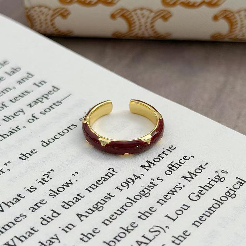 Новогоднее Анкара Красная Капля Масла Кольцо Удачи Zir*****Pen Ретро Легкая Роскошь Нишевый Премиальный Чувственный Кольцо на Указательный Палец Женское