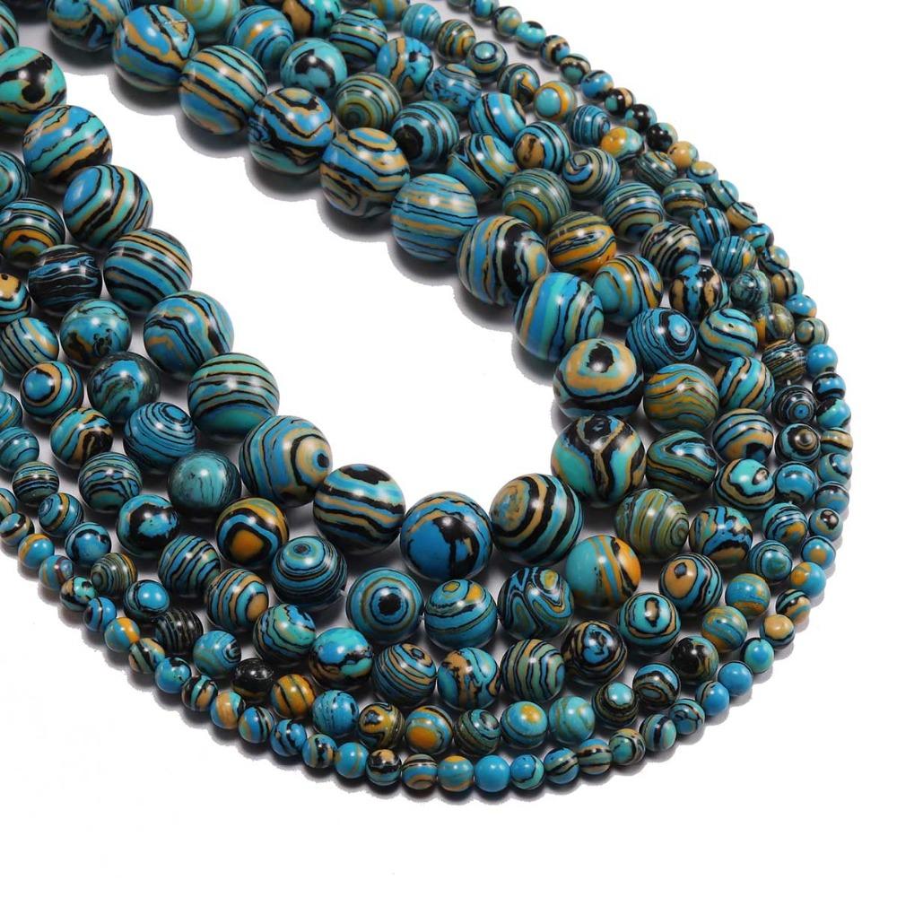 1 нить/лот 4, 6, 8, 10, 12 мм, полосатые бусины из малахитового камня, круглые свободные бусины-разделители для изготовления ювелирных изделий, ожерелья, браслеты «сделай сам»