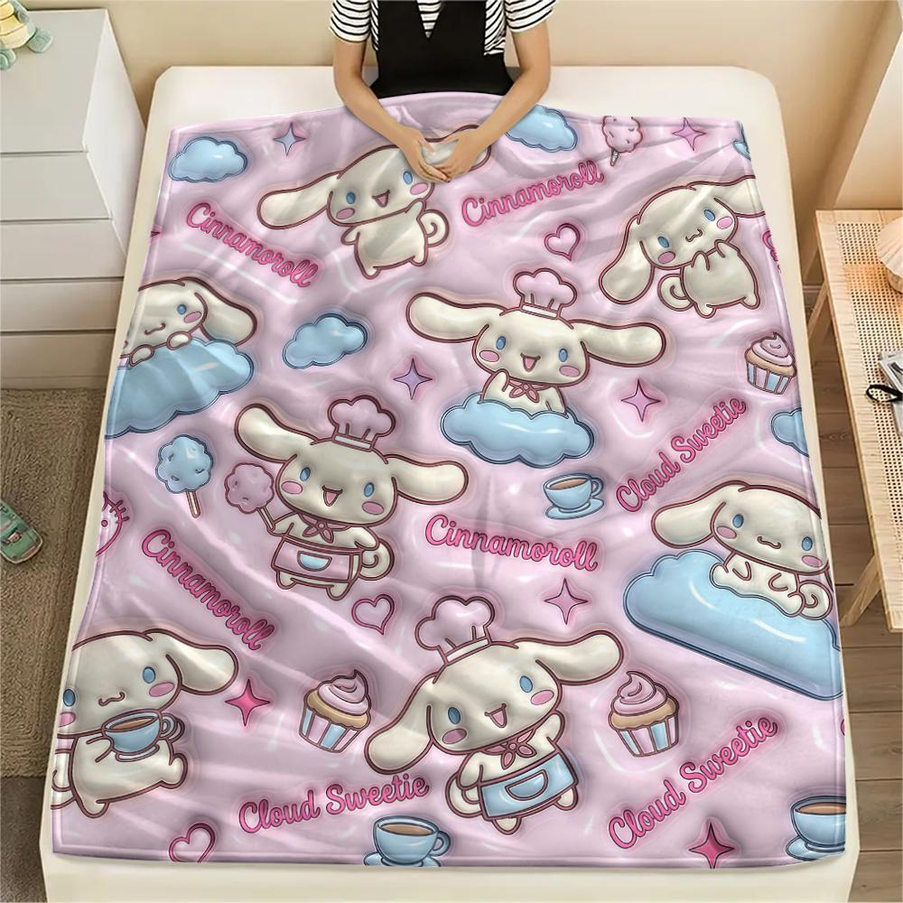 1 шт. Фланелевое одеяло Sanrio с розовым принтом, Высококачественное, Для всех сезонов, Декор для дома, Тепло и комфорт, Идеально подходит для рождественских подарков