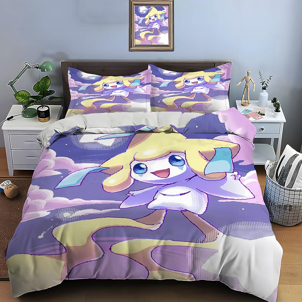 Покемон Джирачи Принт Мягкий Пододеяльник Наволочка Комплект Постельного Белья Детский Взрослый Удобный Комплект для Кровати Полуторный Кинг Комплект Постельного Белья Роскошный