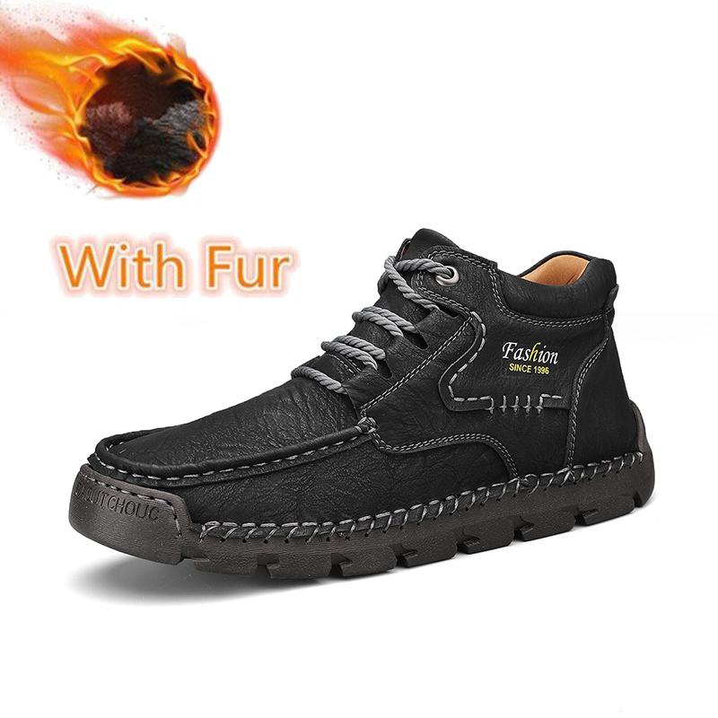 Горячая Распродажа Нескользящие Мужские Ботильоны Винтажный Стиль Кожаные Базовые Ботинки Универсальные Прогулочные Ботинки Для Отдыха На Открытом Воздухе Высокие Походные Ботинки