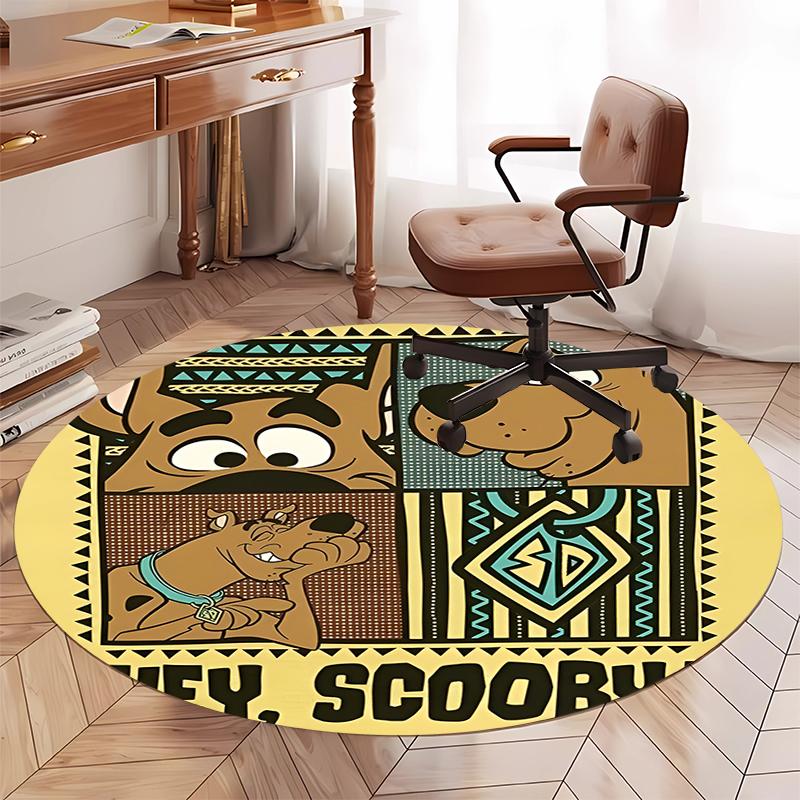 Scooby-Doo Printed Round Rug Carpet Chair Rug Area Rug Entryway Doormats,for Office Chair Living Room Bedroom Kitchen Room.