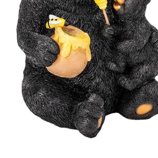 Hand-painted Bear Statue LED Light Resin Mom Baby Bear Ornament Garden Decor Outside Patio Lawn Decoration