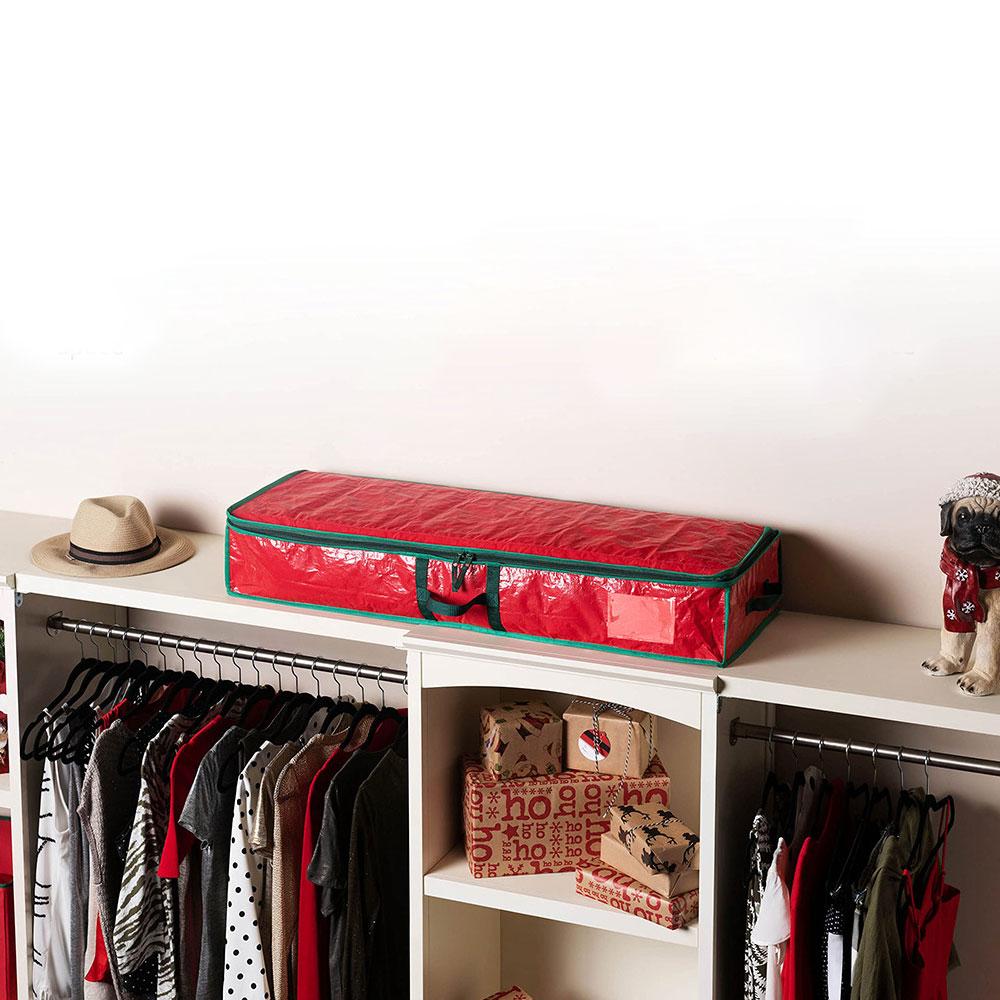 Christmas Gift Wrap Storage Bag Waterproof Underbed Handles Large Xmas Wrapping Paper Storage Box Holiday Accessories Dropship