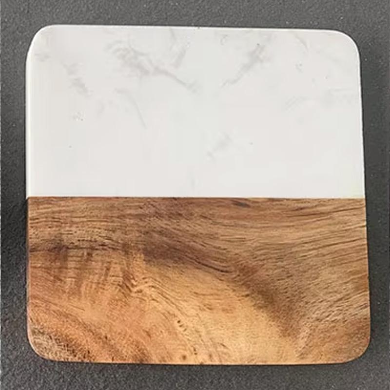 Эко Модерн Индивидуальные Круглые и Квадратные Подставки из Натурального Мрамора и Акации