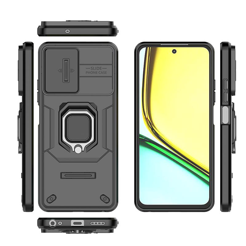 Для Realme C67 C65 4G Battle Bear Slide Push Window TPU + PC противоударный металлический чехол с магнитной адсорбцией для автомобиля