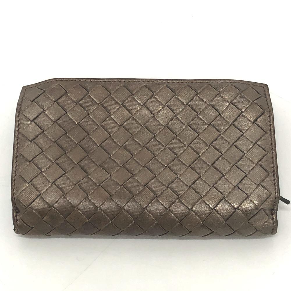 BOTTEGA VENETA Кошелек на молнии Intrecciato Складной кошелек Кожа Коричневый