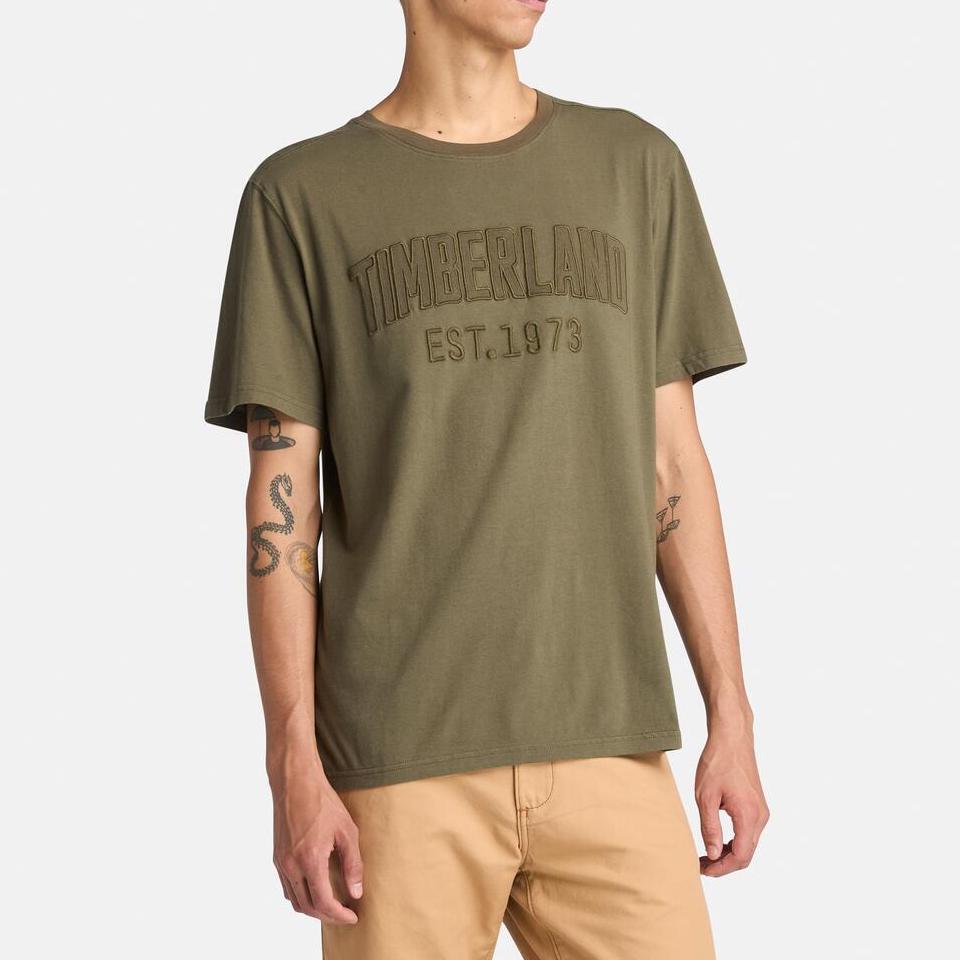 Timberland Мужская футболка с коротким рукавом, летняя, удобная, повседневная, дышащая, с принтом, топы, армейско-зеленый A6QVVA58
