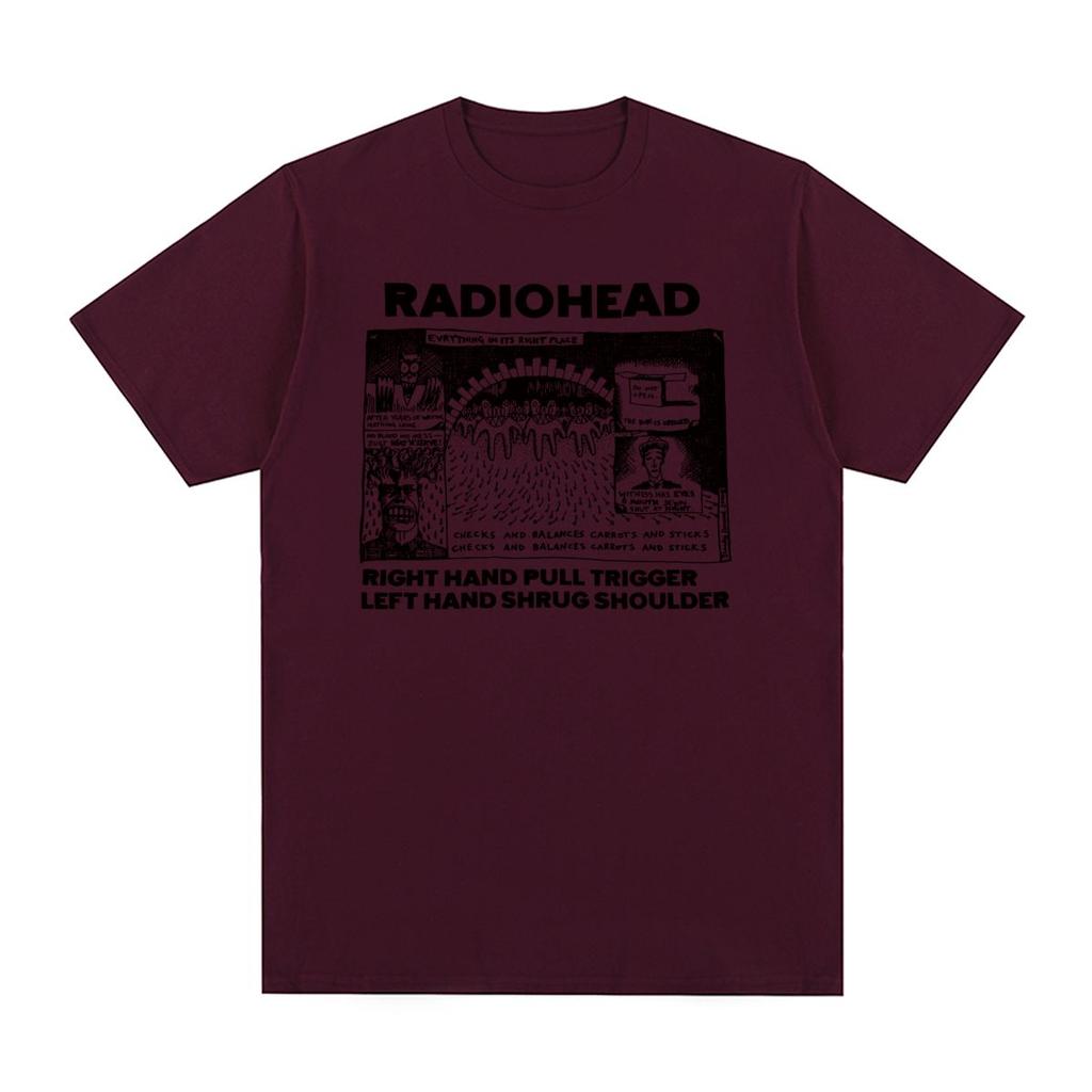 Radiohead Винтажная футболка Хип-хоп Рок-группа Унисекс Музыка милый мультяшный Ok Computer Хлопок Унисекс Футболка Новая Футболка Женские Топы