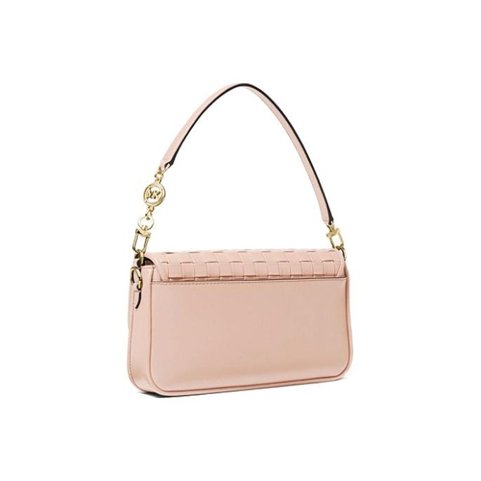 Michael Kors Кожаная сумка на плечо Bradshaw с плетеной цепочкой, с клапаном и тиснением логотипа, женская, розовая 30S1G2BL1T-SOFT-PINK