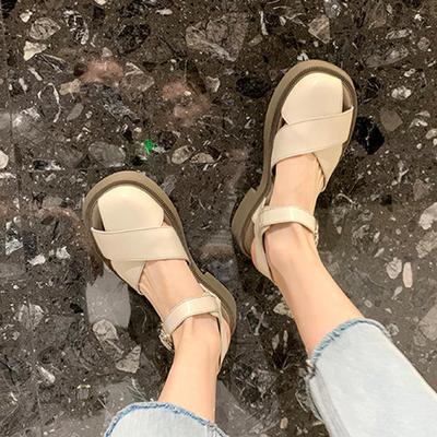 Мода 2024 года, летние сандалии с перекрестными ремешками, женские туфли с открытым носком, гладиаторские сандалии, женские сандалии на толстой подошве и платформе, для студентов