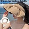 Women Sun Hat Empty Top Design Adjustable Fit Outdoor Wide Brim Sun Protection Hat Portable Roll-Up Hiking