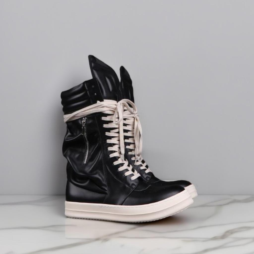 Мужские высокие кроссовки на шнуровке Женские повседневные ботинки из натуральной кожи Черно-розовые Роскошные дизайнерские кроссовки для осени