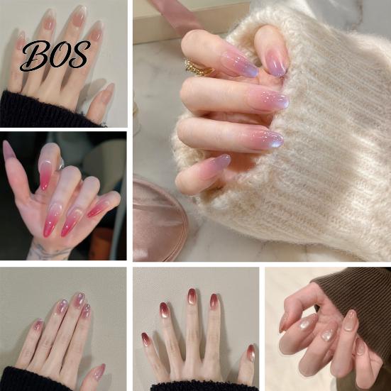 Almond Stick-on Fake Nails 10Pcs Cats Eyes Press on Kit, Glossy Nails, Girls Glue-on Salon Quality Long Glue False for Women