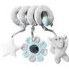Car Seat Infant Baby Spiral Activity Hanging Toys Stroller Bar Crib Bassinet Mobile with Mirror BB Squeaker and Rattles
