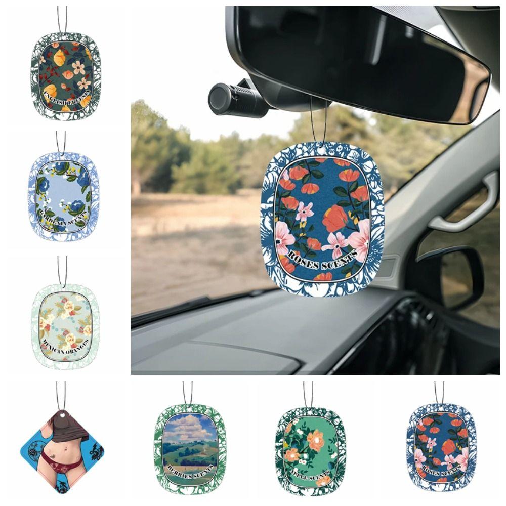 Paper Car Fragrance Hanging Decoration Ellipse Car Rearview Hanging Ornament Interior Accessories
