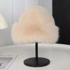 Cold Fluffy Fur Bucket Hat Thicken Plush Fisherman Hat New Berets  Women
