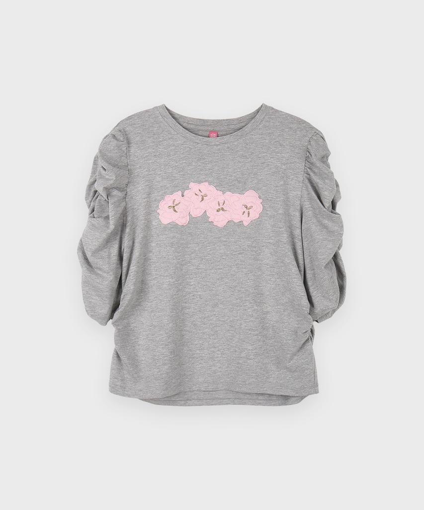 SINOON Soft Shirring T-Shirt (Melange Gray)