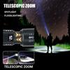 High Power Flashlight Strong Light Long Range LED Flash Light USB Rechargeable Telescopic Zoom Outdoor Camping Riding Lantern