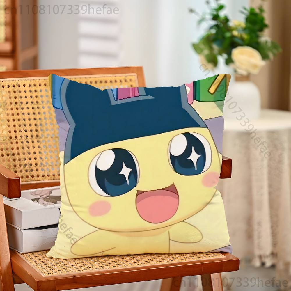 TTamagotchi MMametchi Funny Pillow Case Antidustmite Pillowcase Invisible Zipper Silky Short Plush Sofa Cushion Cover