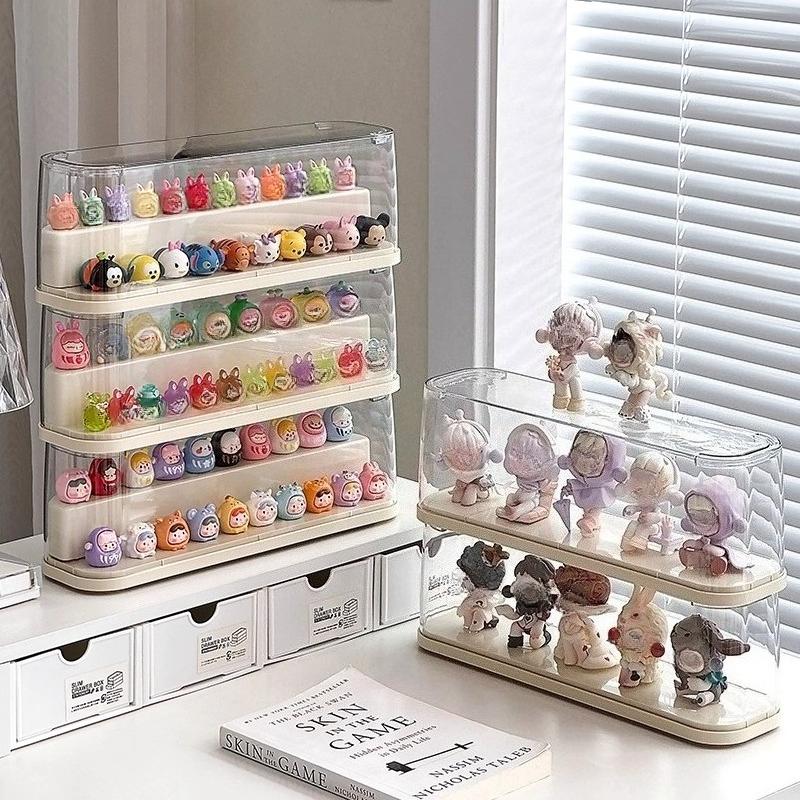 Large Figure Display Storage Box Blind Box Storage Rack Figures Acrylic Clear Ornaments Dust Proof with Lid Boxes Organizer Cute