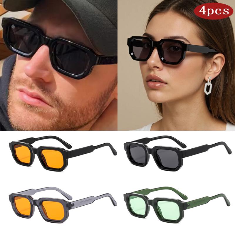 1/4set New Small Frame Rectangle Sunglasses Women Cute Brand Designe Colorful Sun Glasses Female Simple Fashion Style Eyewear