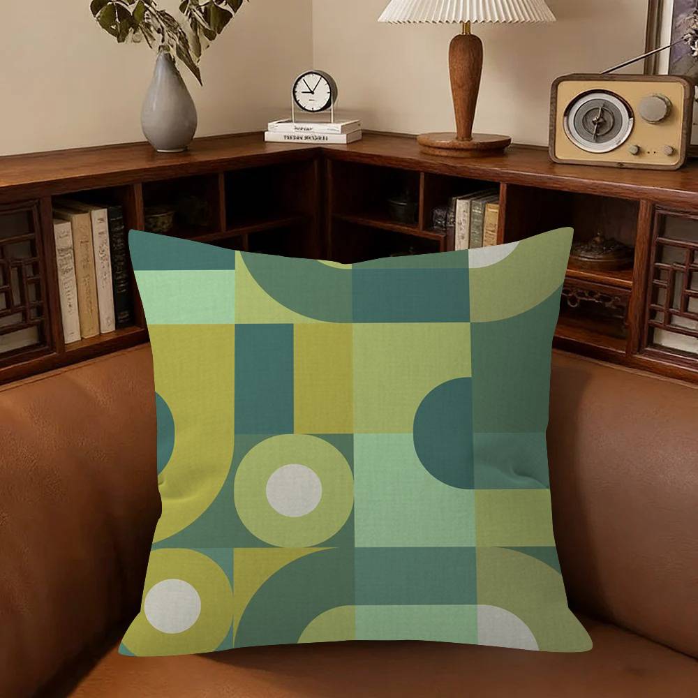 Abstract Green Bauhaus-Style Cushion Cover Car Throw Pillow Case For Sofa Car Christmas Gift
