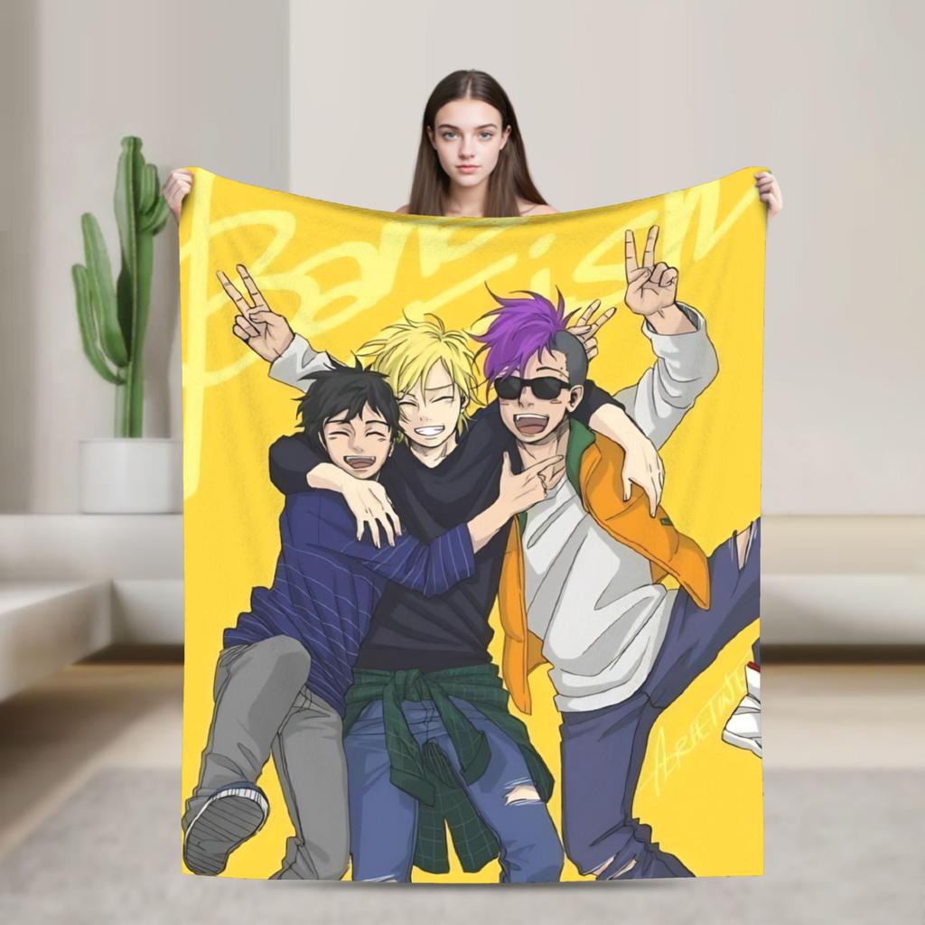 Banana Fish Anime Throw Blanket for Couch  Soft Fuzzy Plush Blanket 50x60 Inch Multiple Sizes Bedspreads for All Seasons